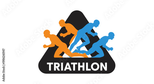Triathlon Athletes Compete in an Emblem Demonstrating Strength and Endurance