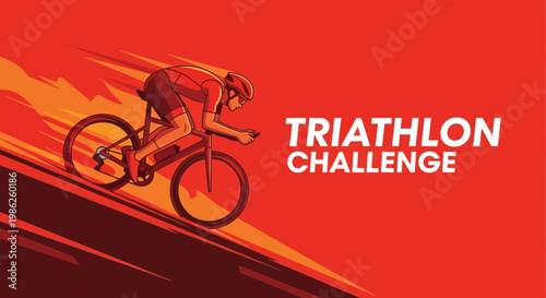 Triathlon Challenge: Cycling Athlete Pursuing Victory in a Dynamic Sports Illustration
