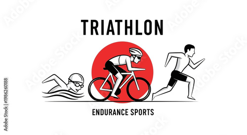 Triathlon Athletes: Swimming, Cycling, And Running Illustrative Sport Events