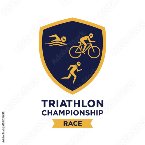 Triathlon Championship Emblem: A Symbolic Representation of Swimming, Cycling, and Running