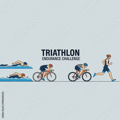 Triathlon Endurance Challenge: Swim, Bike, and Run Athletes in Energetic Competition