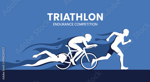 Triathlon Endurance Competition Dynamic Sportive Activity Illustration