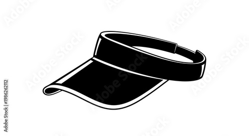 A striking black and white image showcases a stylish visor angled slightly against a clean white background presented as a silhouette high quality professional