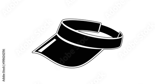 A stark black and white depiction of a visor slightly angled against a plain white background presenting a bold silhouette high quality professional detailed
