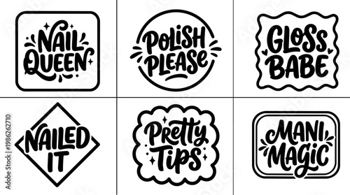 Hand lettering nail queen polish please gloss babe mani magic nail art phrases
