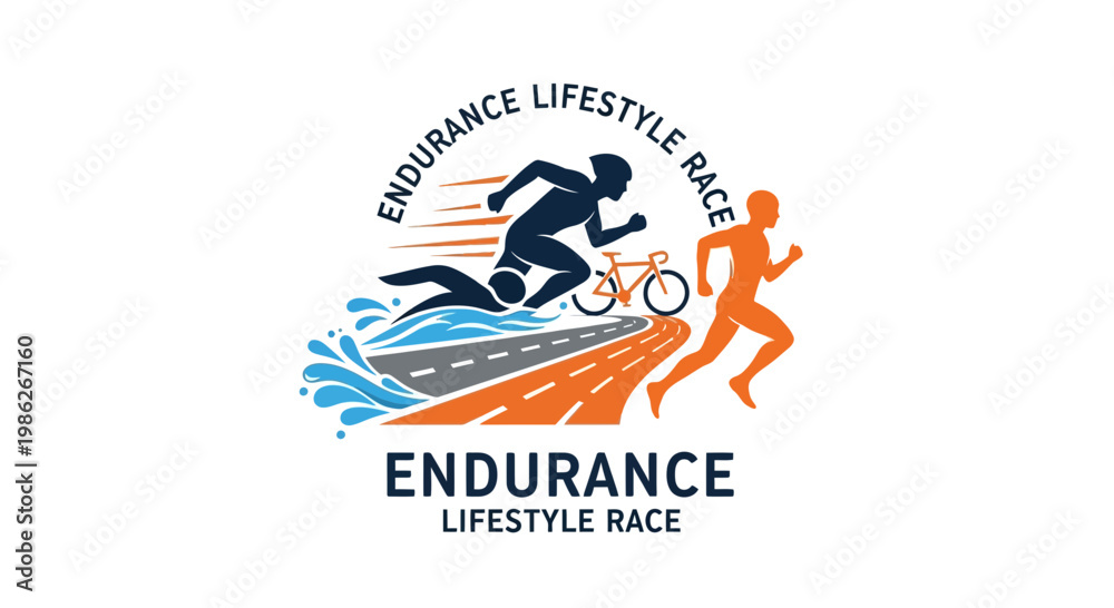Fototapeta premium Trio Sport Event Depicting Swim Bike Run Competition With Dynamic Silhouettes Design