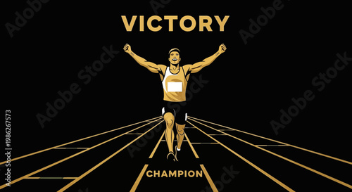 Triumphant Champion Achieving Victory on Track, Celebrating Success and Hard Work's Payoff