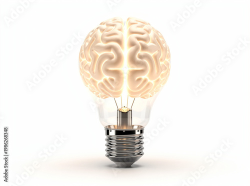 An illustration showing the concept of a light bulb going off above the brain, representing an idea or realization.