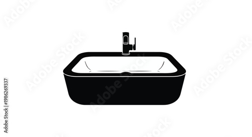 Black bathroom sink with faucet
