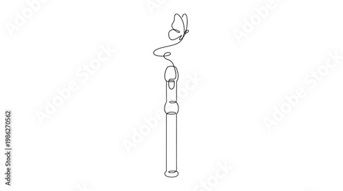 Reed Pipe Single Continuous Line Drawing Minimal Monoline Panpipe Music Vector Illustration