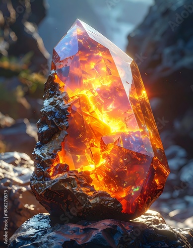 Fiery crystal cluster