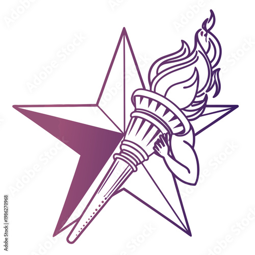 Torch star emblem graphic symbol liberty icon.
