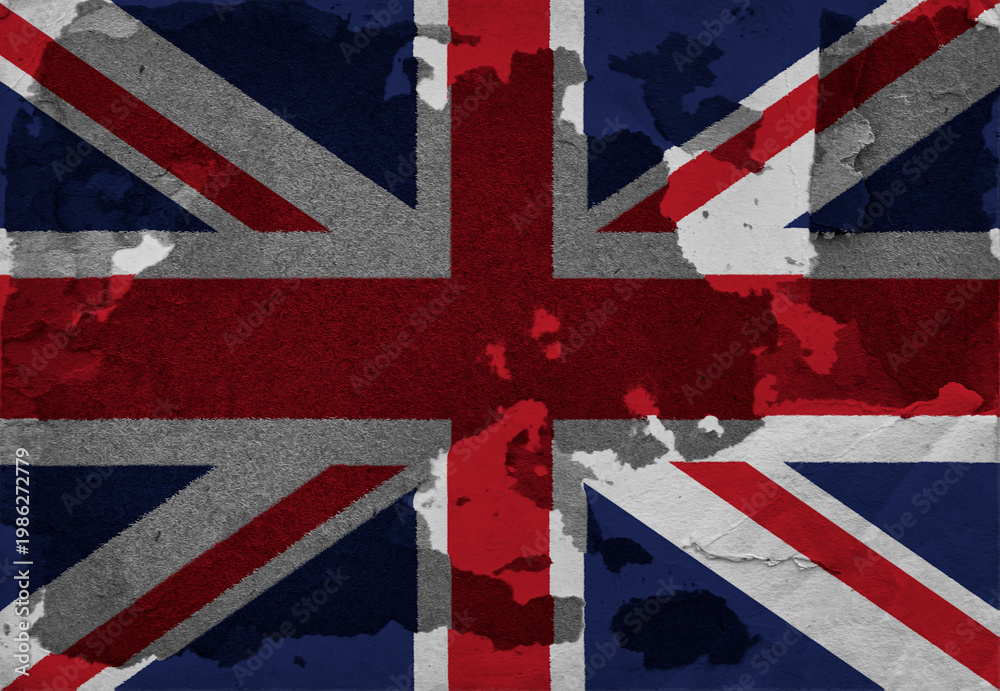 Fototapeta premium Grunge Union Jack British Flag On Textured Wall With Distressed Vintage Look