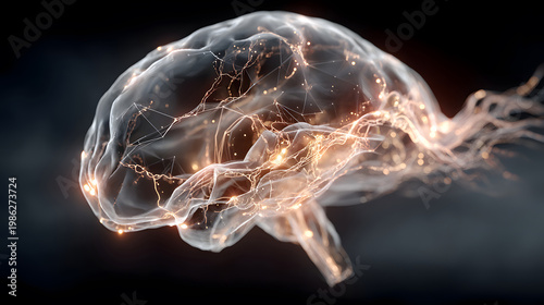 AI brainwave background with neural links and wave motion.