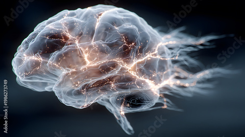 AI brainwave background with neural links and wave motion.