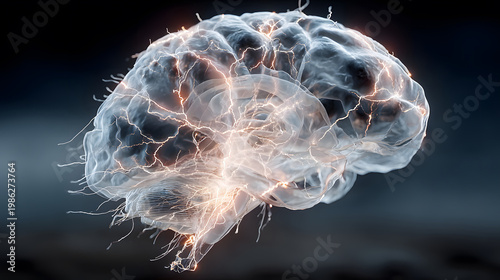 AI brainwave background with neural links and wave motion.