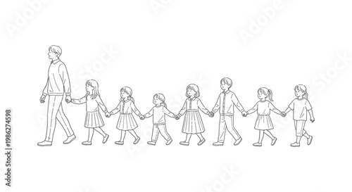 Black and white line of six women in long dresses walking in a line woman silhouette