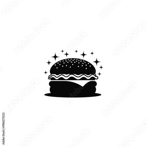 A delicious burger with sparkles represents a tasty food event indoors.