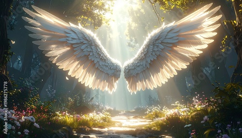 Ethereal wings in forest