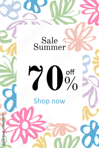 Summer Sale Flyer, Discount Offer Poster Template, Marketing Design