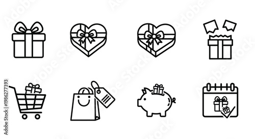 A collection of simple and creative illustrations of chairs and a table Vector