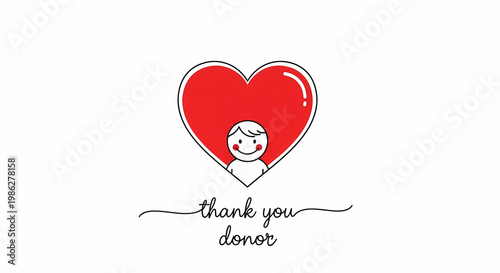 Smiling child inside red heart illustration on white