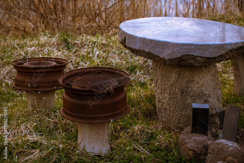 Table made of stone in countryside