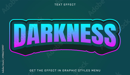 A vibrant graphic design featuring the word Darkness in a stylized text effect with a dark background