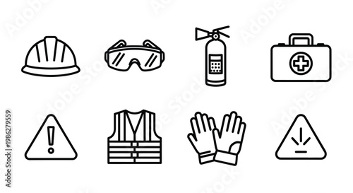 Various traffic signs and symbols indicating safety and regulations Vector