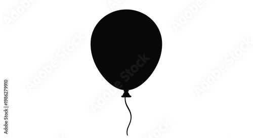 A simple black silhouette of a rounded balloon with a string