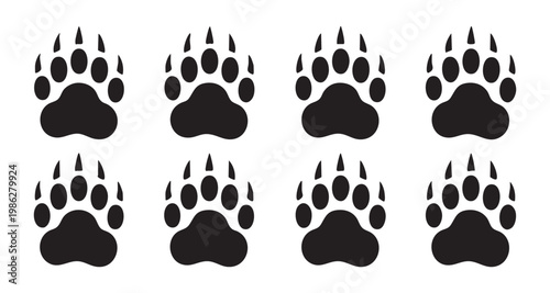 Paw print vector bear dog icon footprint logo cartoon wolf kitten vector character doodle