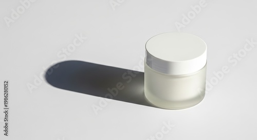 Cosmetic jar with shadow on white background skincare product mockup