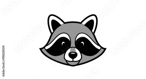 Cute cartoon raccoon face illustration.