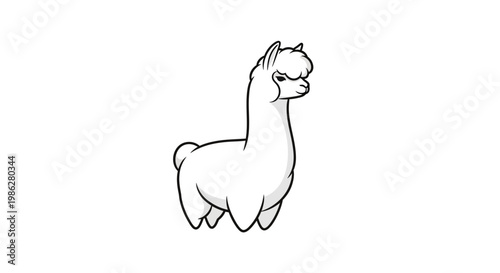 A simple line drawing of an alpaca.