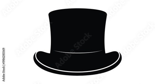 A simple black silhouette illustration of a classic top hat
