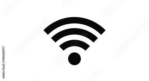 Simple black and white illustration of a standard wifi signal icon