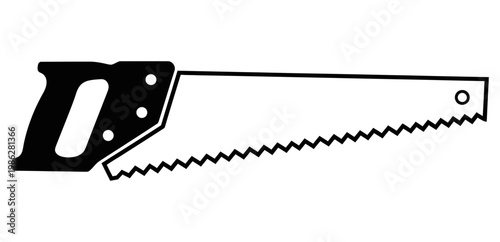Black and white illustration of a standard hand saw tool