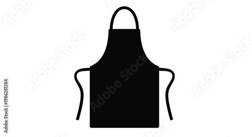 Simple black silhouette of a kitchen apron with adjustable straps