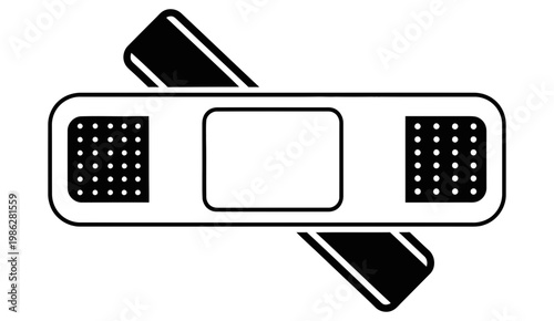 Adhesive bandage icon showing a simple black and white design