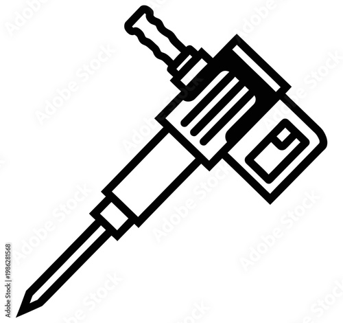 Black and white illustration of a professional heavy duty jackhammer