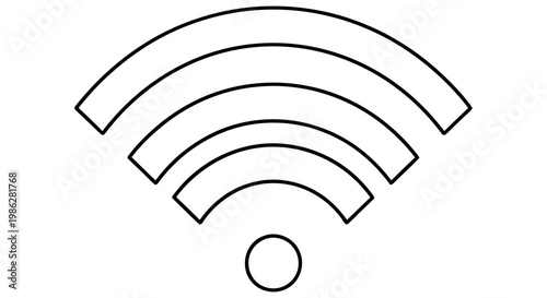 Simple black and white wifi signal icon on white background