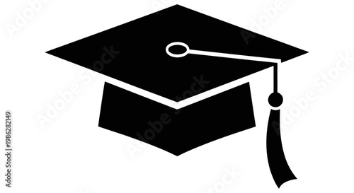 Black graduation cap icon representing academic success and higher education achievement