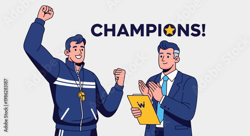 Triumphant Team Celebrating Victory After Achieving Champion Status With Enthusiasm