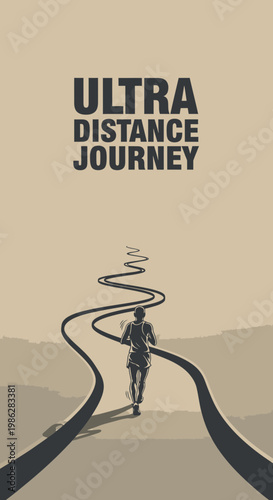 Ultra Distance Journey Concept Art Motivational Graphic With Runner