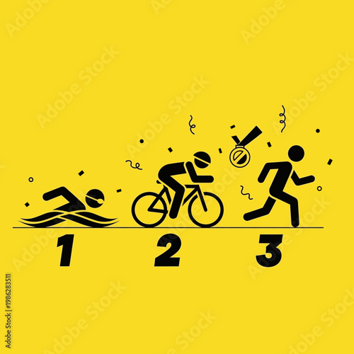 Triumphant Triathlon Journey: Swimming, Cycling, and Running Towards Victory and the Prize