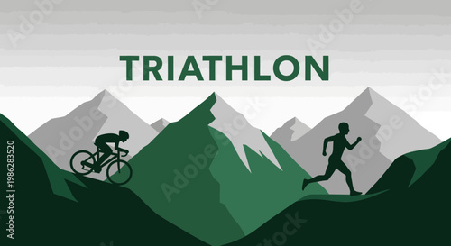 Triumphant Triathlon Athletes Conquer Mountains Displaying Courage and Athleticism During
