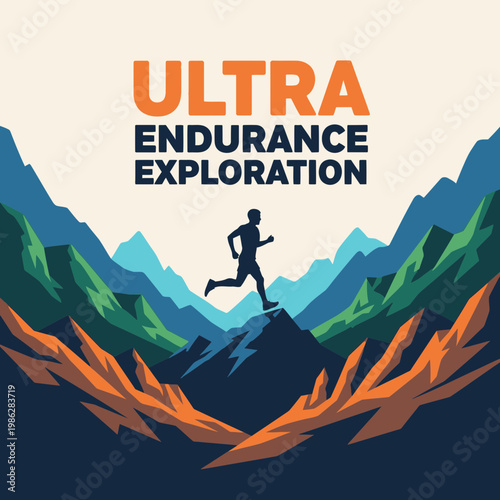 Ultra Endurance Exploration Runner Conquering Mountain Peaks Scenic Vista
