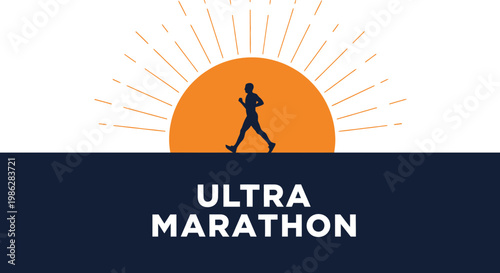 Ultra Marathon Athlete Silhouette Running Under The Sun Shining With Rays Of Light