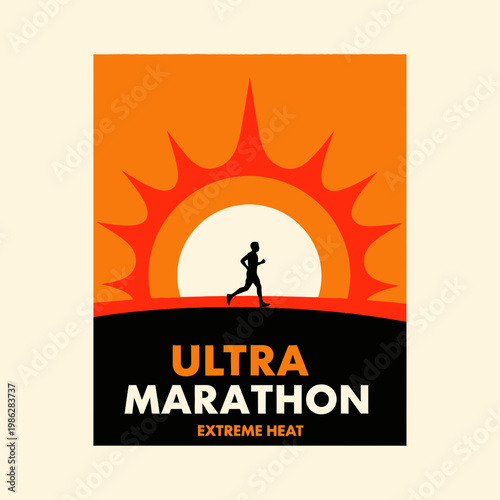 Ultra Marathon Athlete Silhouetted Against Fiery Sunset Demonstrating Endurance and Determination