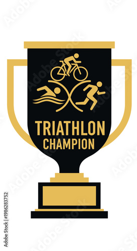 Trophy Illustrating Triathlon Champion: Symbolic Representation of Athletic Endurance and Success
